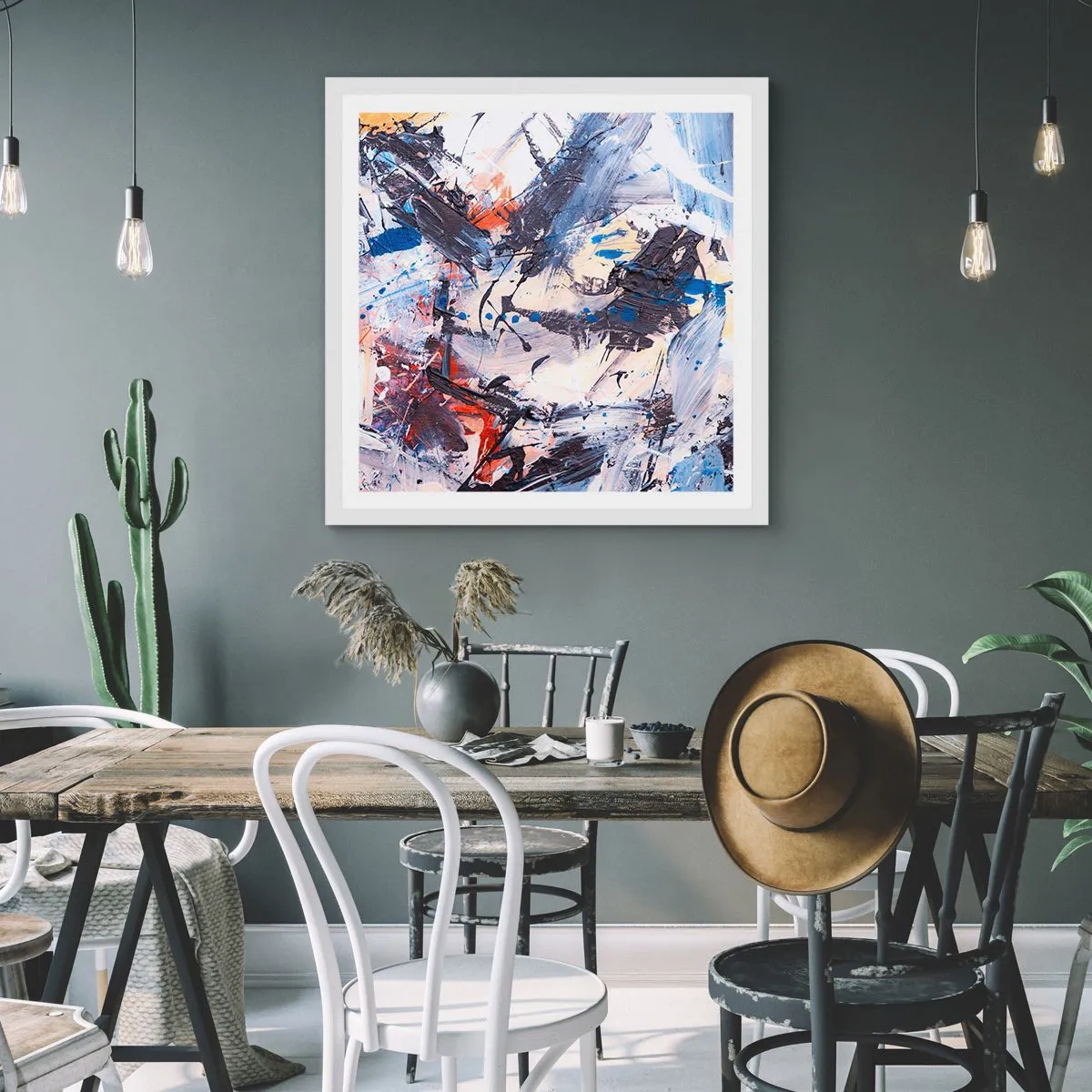 Poszter fekete keretben - Őrült absztrakt tánc - 40x40 cm