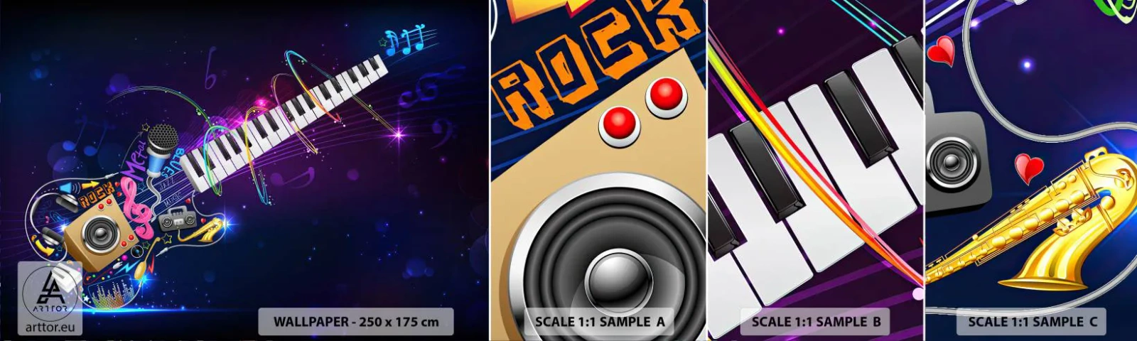 Fotótapéta Minta Öntapadós Deluxe Sticker - És minden rendben van - Absztrakció, Hangszer, Zene - 100x30 cm