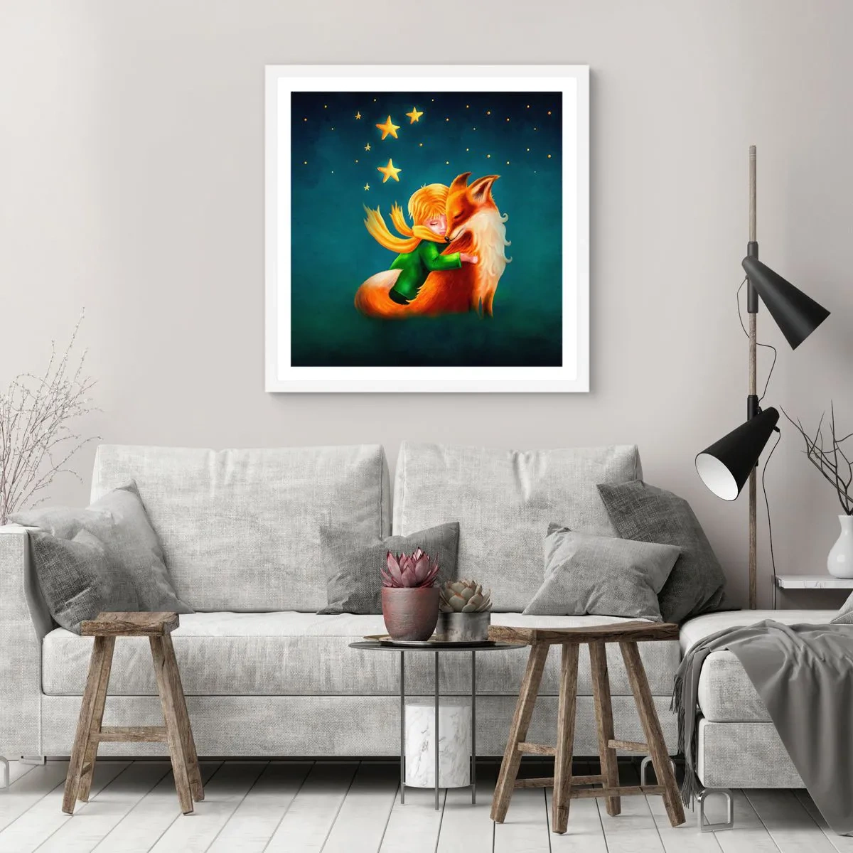 Poszter fekete keretben - Kis herceg - 60x60 cm