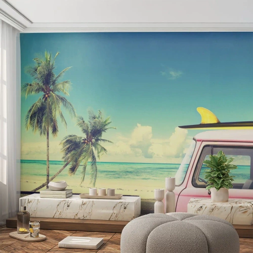 Öntapadós Fotótapéta Deluxe Sticker - Ideje elkezdeni a nyaralást - Tájkép, Strand, Szörfözés - 300x210 cm