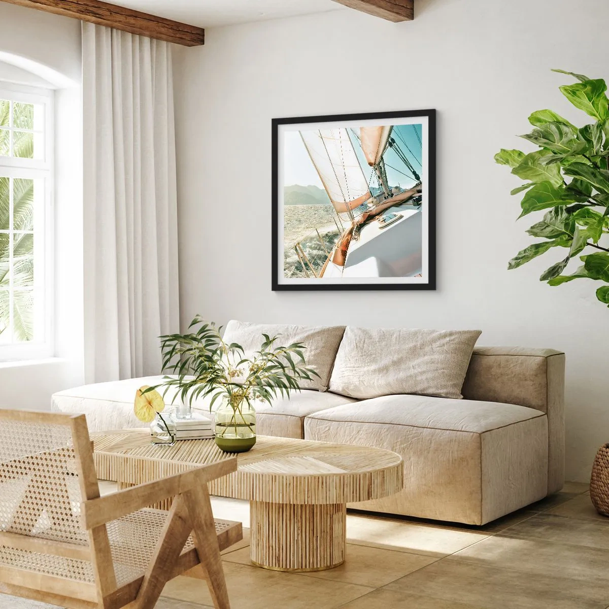 Poszter fehér keretben - Dagadó vitorlákkal - 60x60 cm