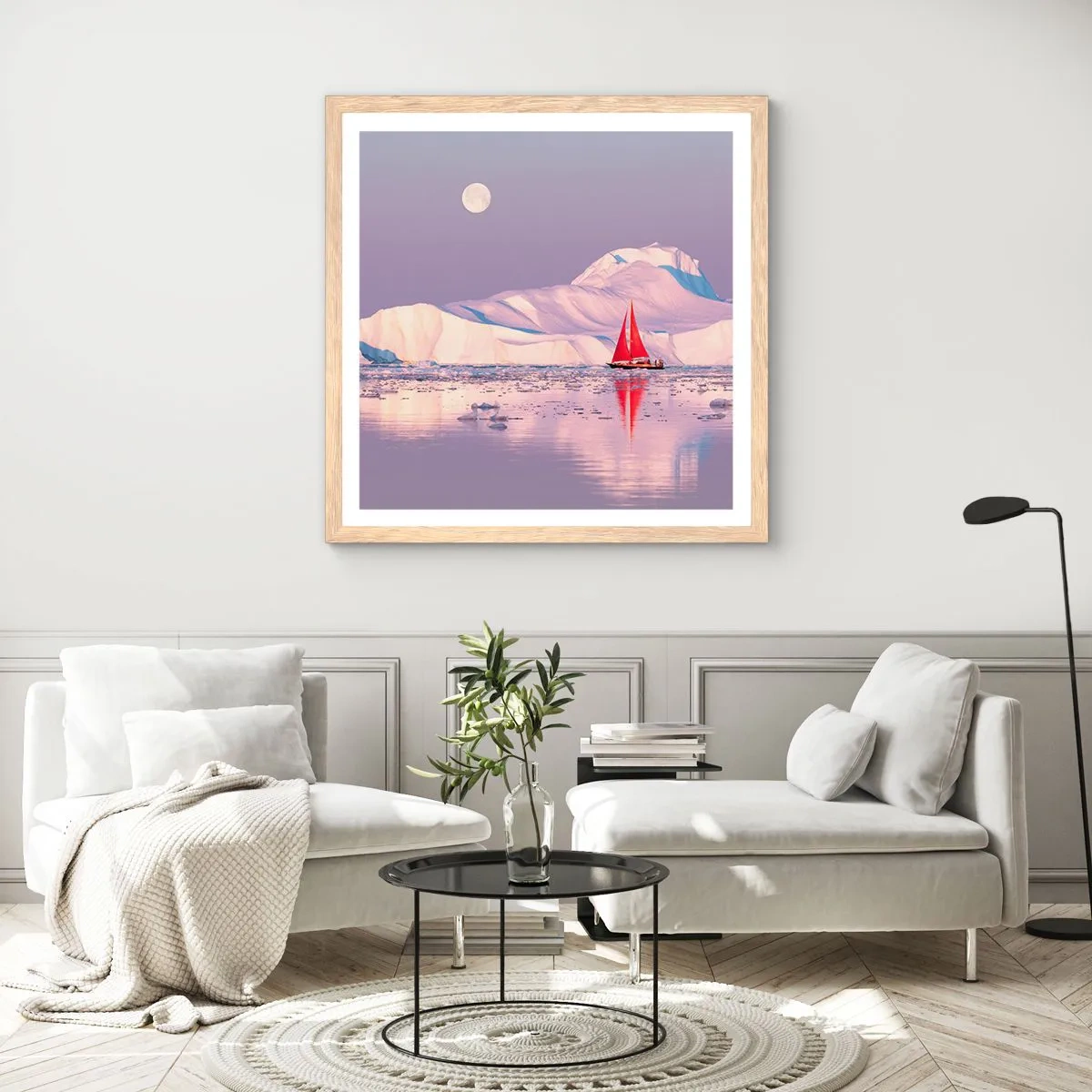 Poszter világos tölgy keretben - A vitorla melege, a jég hidege - 60x60 cm