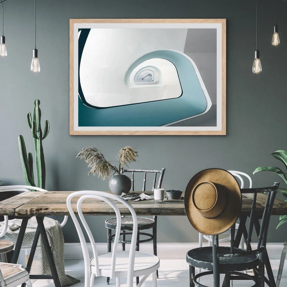 Poszter világos tölgy keretben - A kék aljára - 70x50 cm