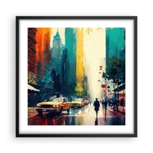 Poszter fehér keretben - New York - itt még az eső is színes. - 50x50 cm