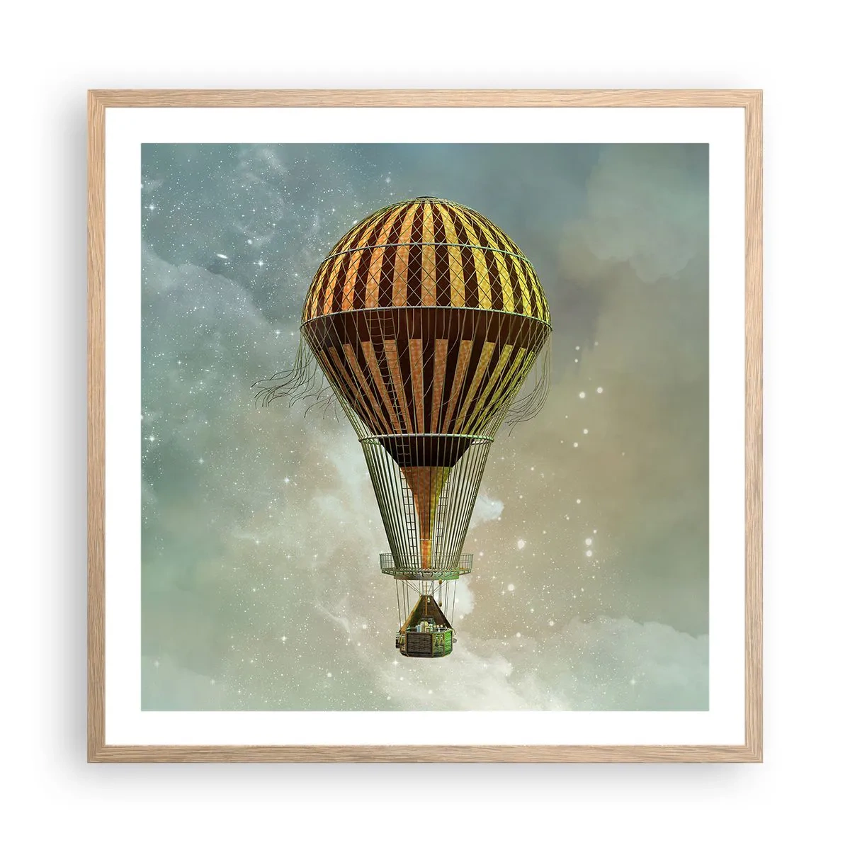 Poszter világos tölgy keretben - Úttörő járatok - 60x60 cm