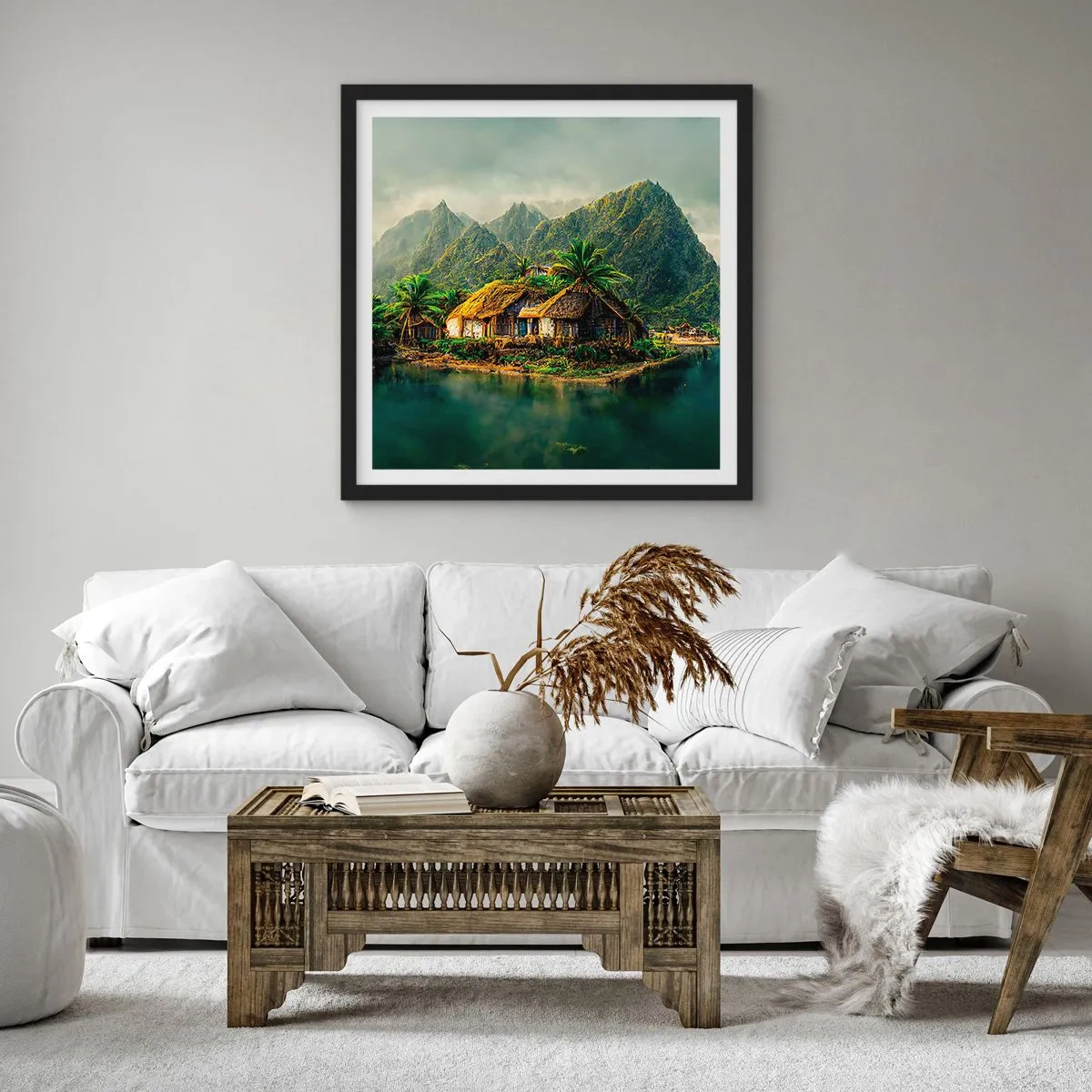 Poszter fehér keretben - Trópusi paradicsom - 60x60 cm