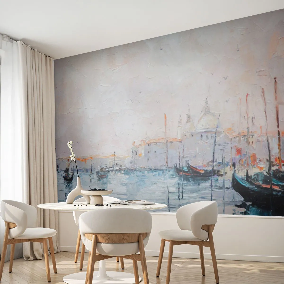 Fotótapéta Premium Canvas - A víz mögött, a köd mögött - Darab, Város, Velence - 500x350 cm