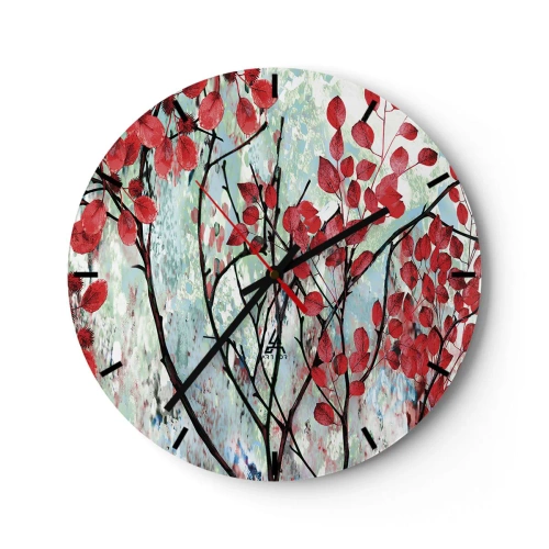 Falióra, Óra - Fa skarlát színben - 40x40 cm