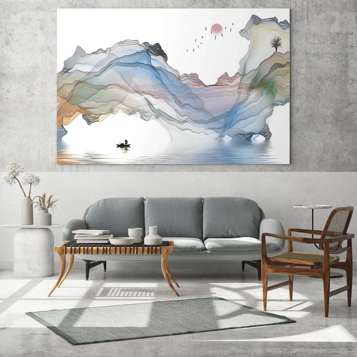 Üveg kép - A kristály hegyek felé - 140x50 cm