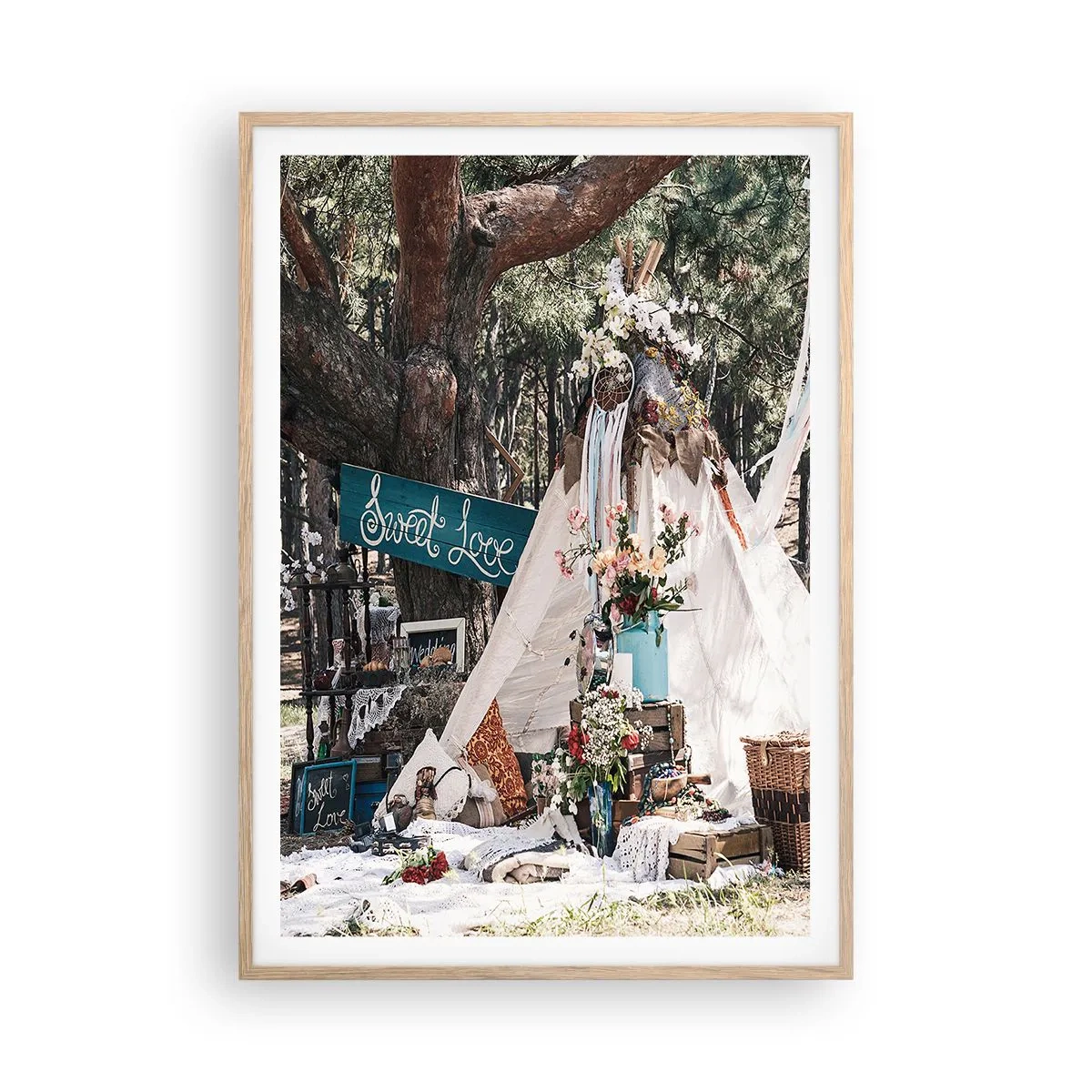 Poszter világos tölgy keretben - Make love… - 70x100 cm