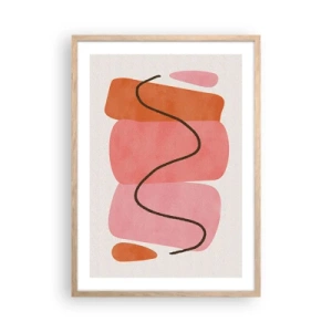 Poszter világos tölgy keretben - Formák szelíd mozgása - 50x70 cm