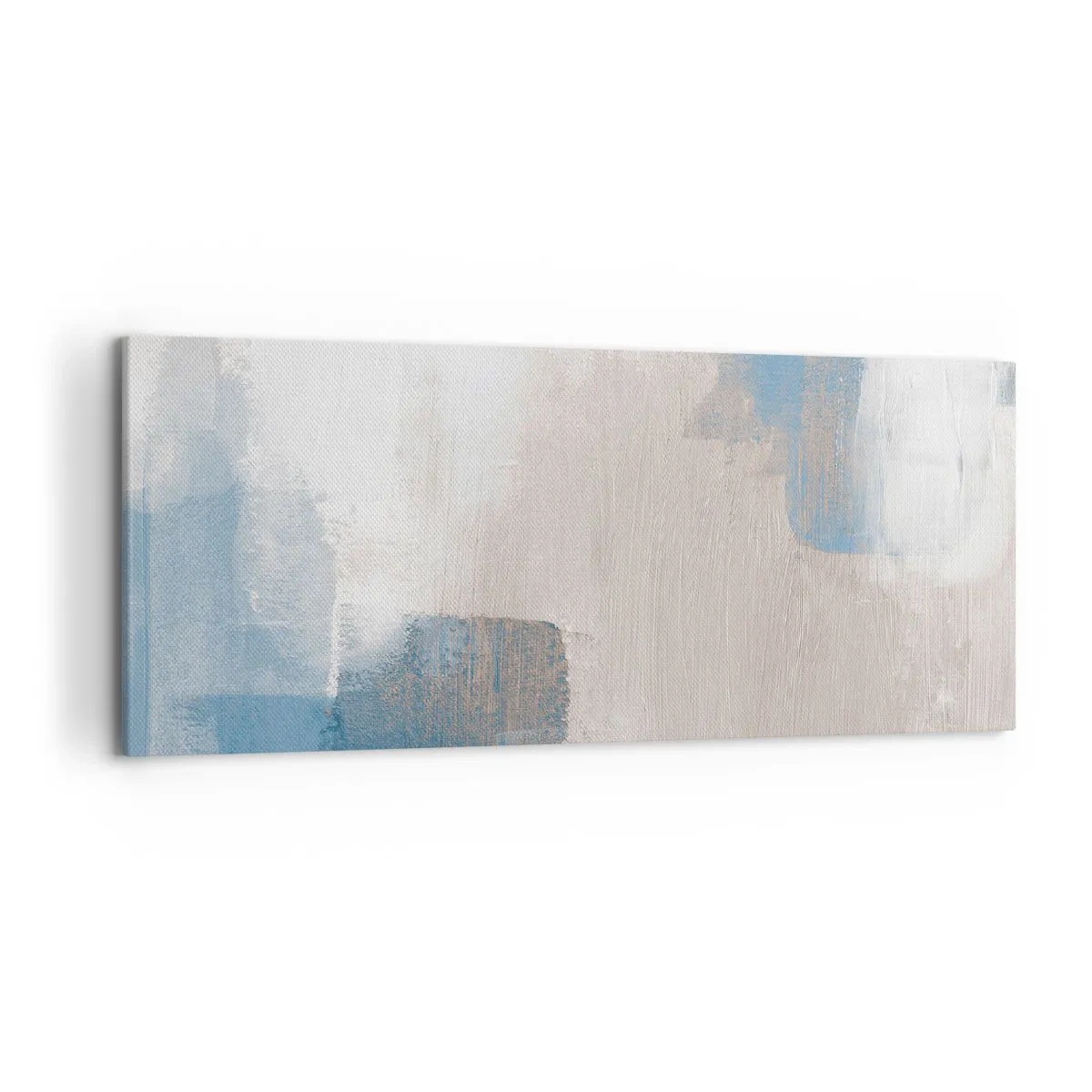 Vászonkép - Rózsaszín absztrakció egy kék fátyol mögött - 120x50 cm