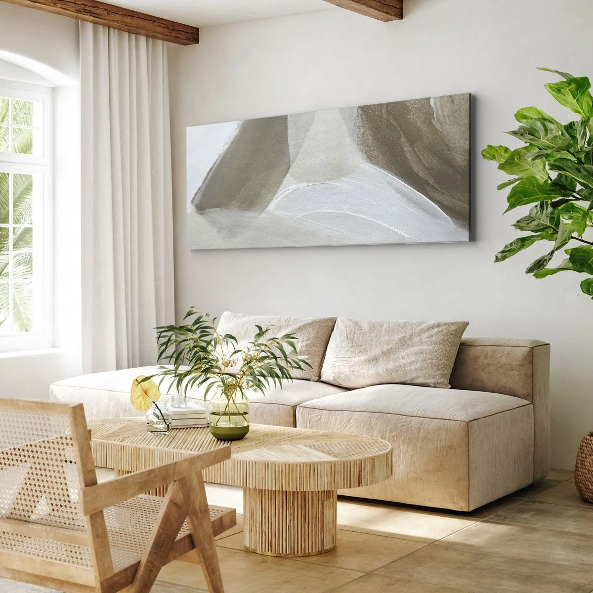 Vászonkép - Fehér hullámai - 100x40 cm