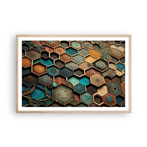 Poszter világos tölgy keretben - Arab ornamentika - egy variáció - 91x61 cm