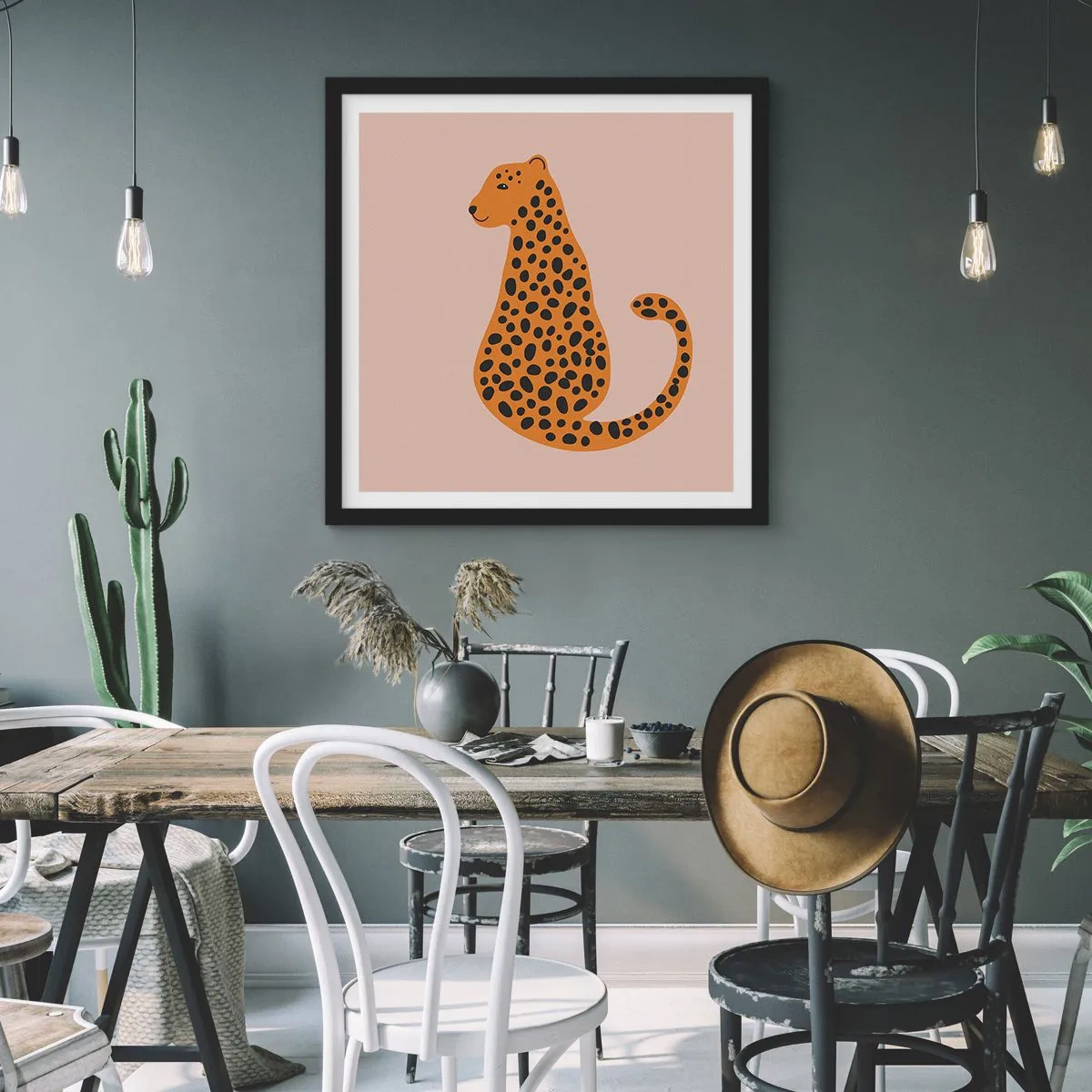 Poszter fehér keretben - A párducminta  divatos - 60x60 cm