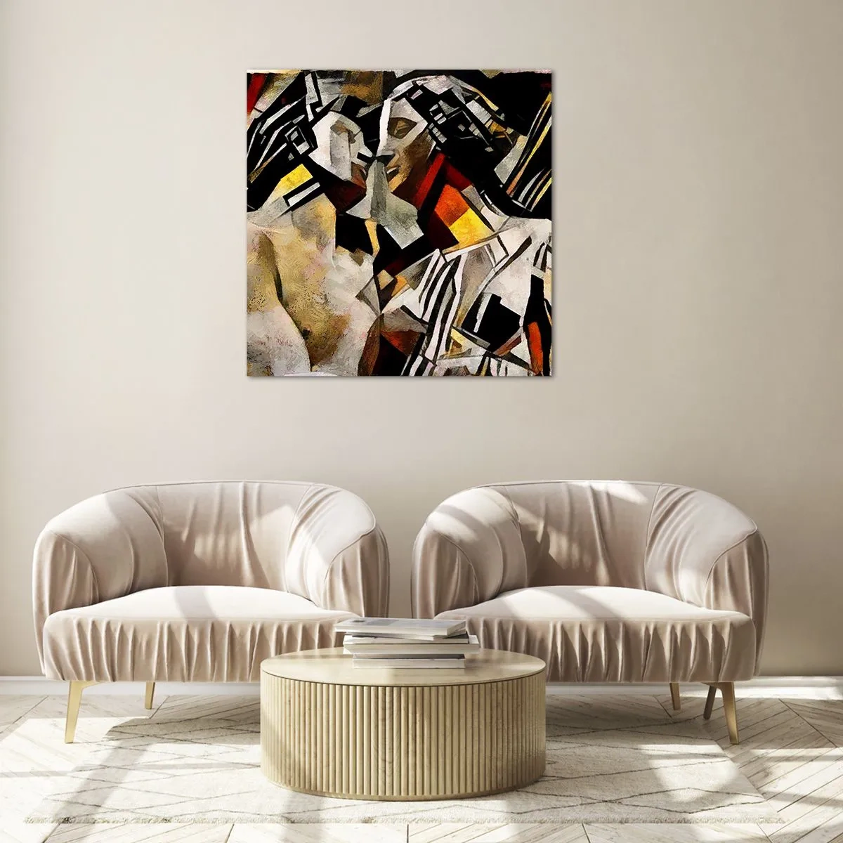 Üveg kép - Szoborszerű csók - 70x70 cm