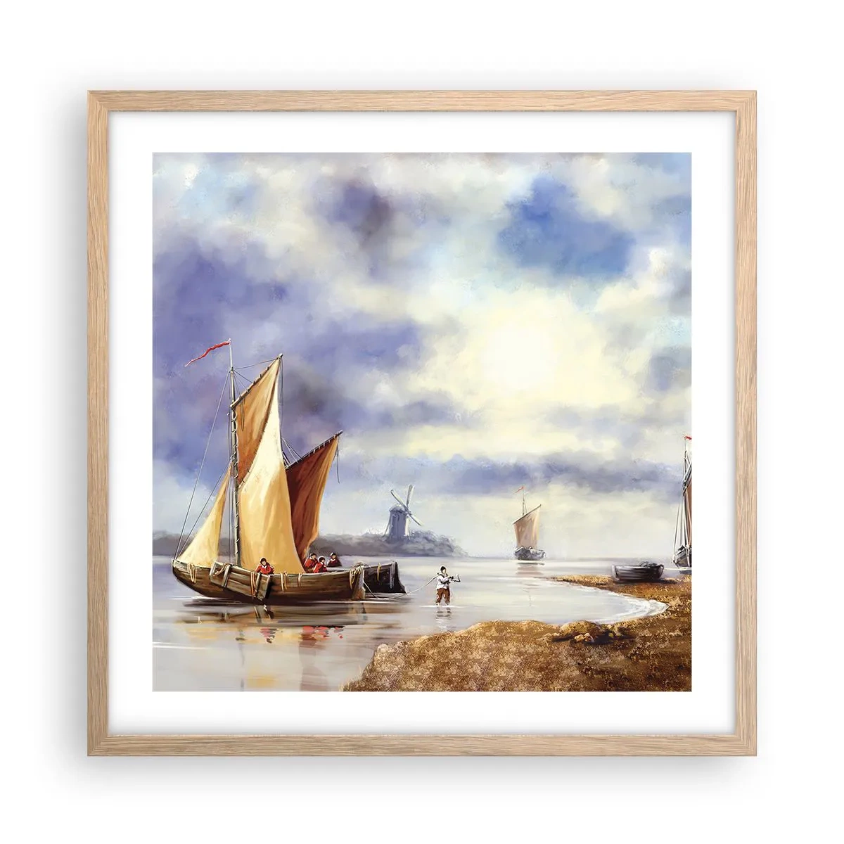 Poszter világos tölgy keretben - A tengerészek visszatérése - 50x50 cm