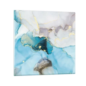 Üveg kép - Tanulmány a szürke és a türkiz találkozásáról - 40x40 cm