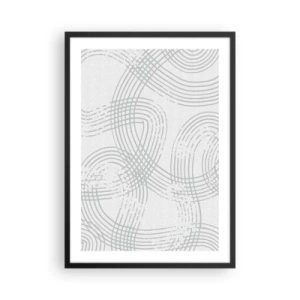 Poszter fehér keretben - Absztrakt vonalak minimalista kompozíciója világos háttér előtt. - 50x70cm - Nincs egyenes út - Modern fali dekoráció nappalihoz és hálószobához ARTTOR