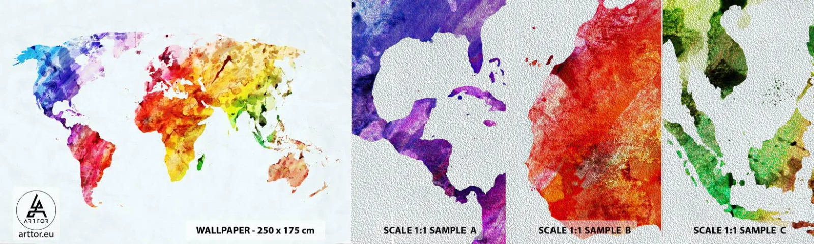 Fotótapéta Minta Premium Sand - A világ minden színe - Világtérkép, Grafika, Kontinensek - 100x30 cm