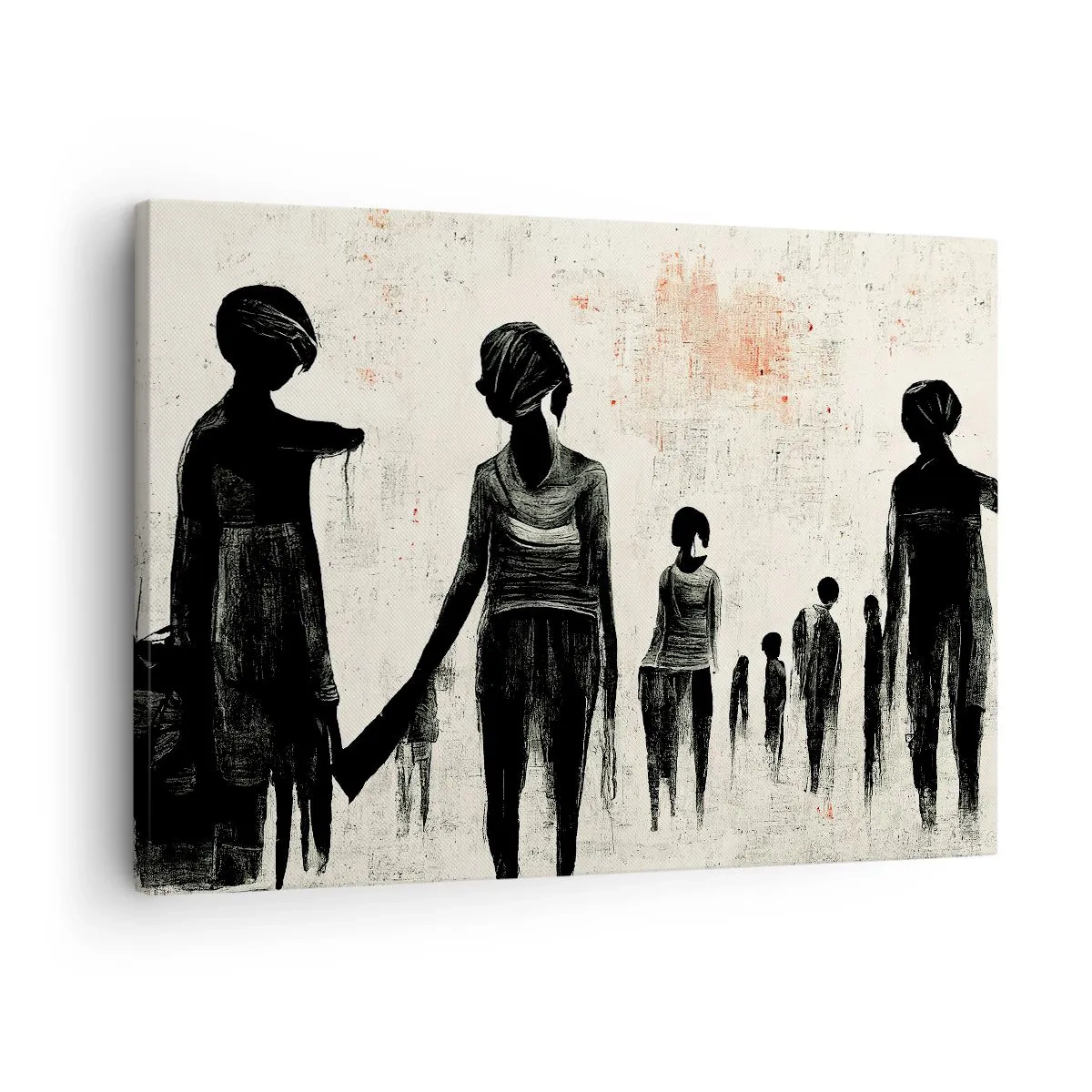 Vászonkép - Egyszínű kompozícióban lévő alakok világos háttér előtt - 70x50cm - A magány ellen - Modern fali dekoráció nappalihoz és hálószobához ARTTOR