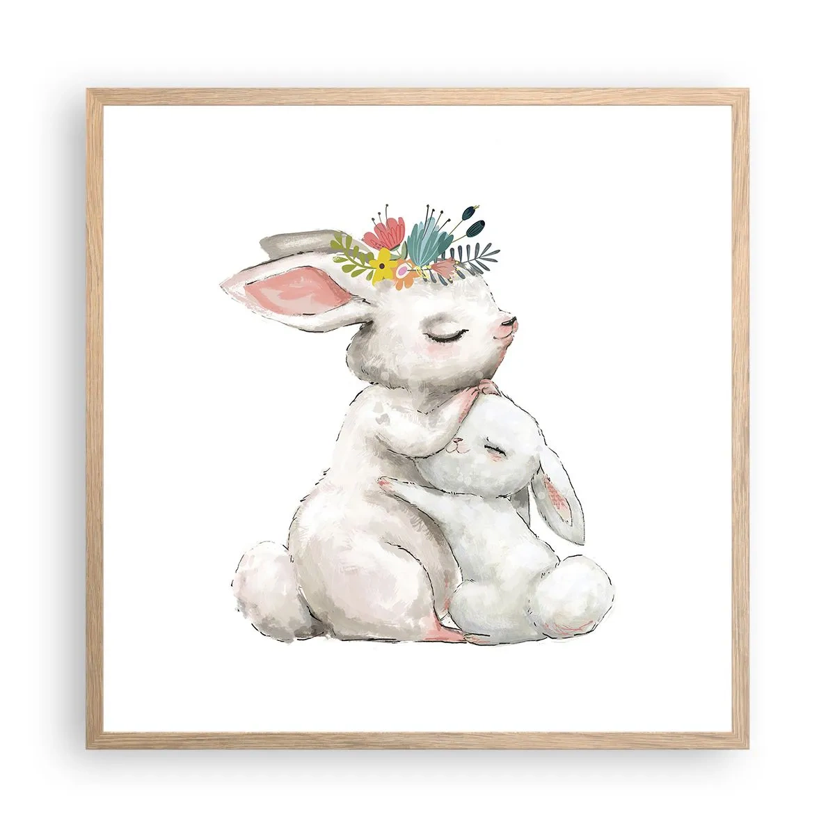 Poszter világos tölgy keretben - Nincs olyan, mint anyánál - 60x60 cm