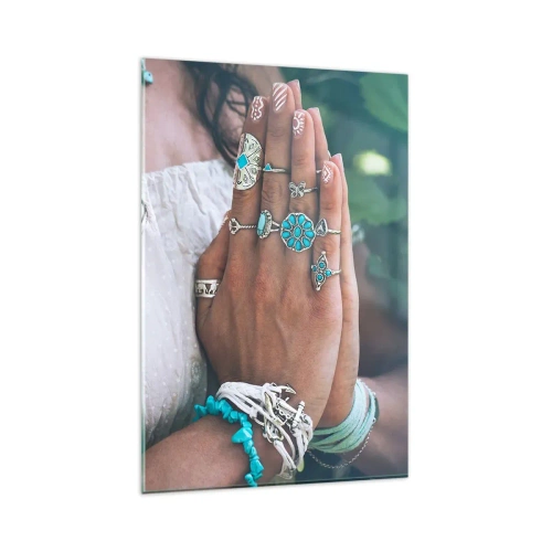 Üveg kép - Üdvözöljük a lét középpontjában - 80x120 cm