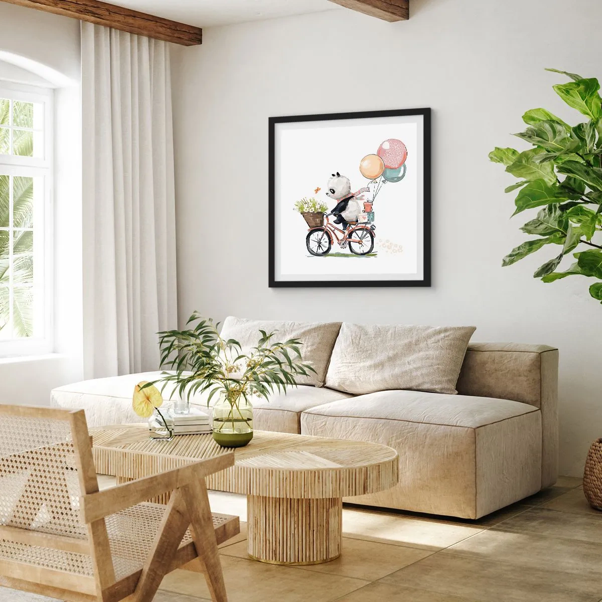 Poszter fehér keretben - Boldog nap - 60x60 cm