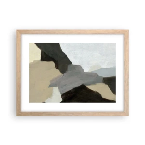 Poszter világos tölgy keretben - Absztrakció: a szürke elválasztásai - 40x30 cm