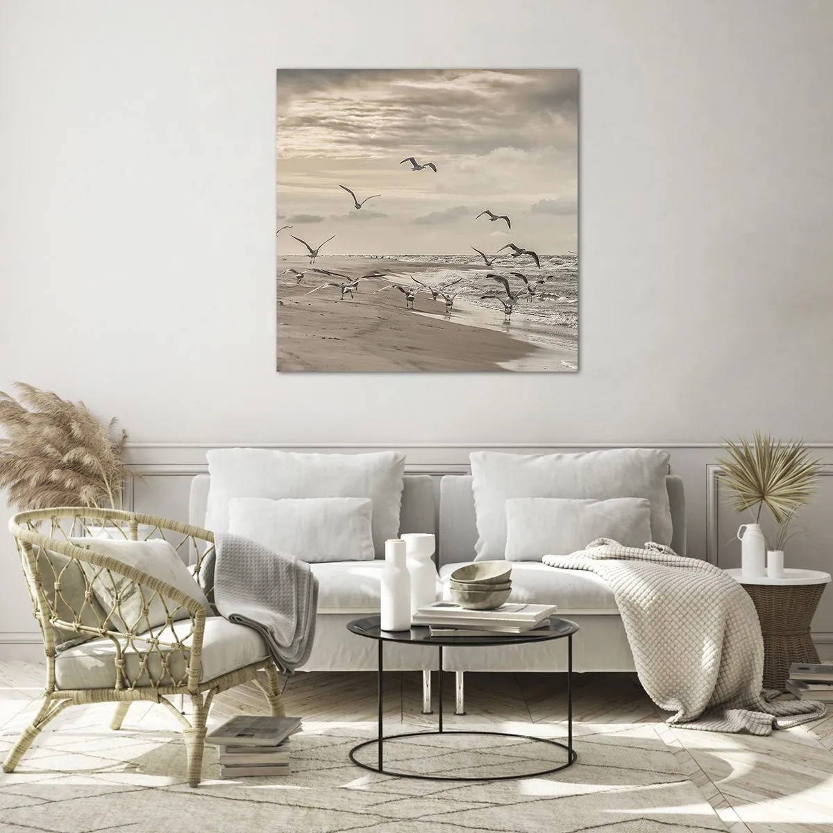 Üveg kép - A tenger hangja, a madarak éneke - 70x70 cm