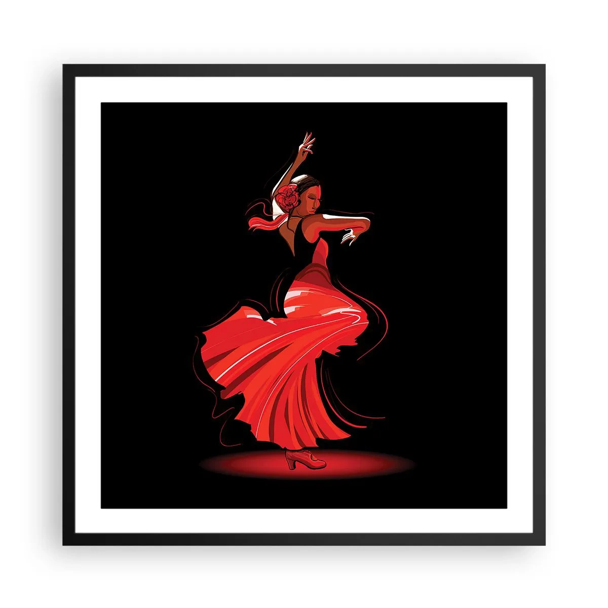 Poszter fehér keretben - A flamenco tüzes szelleme - 60x60 cm