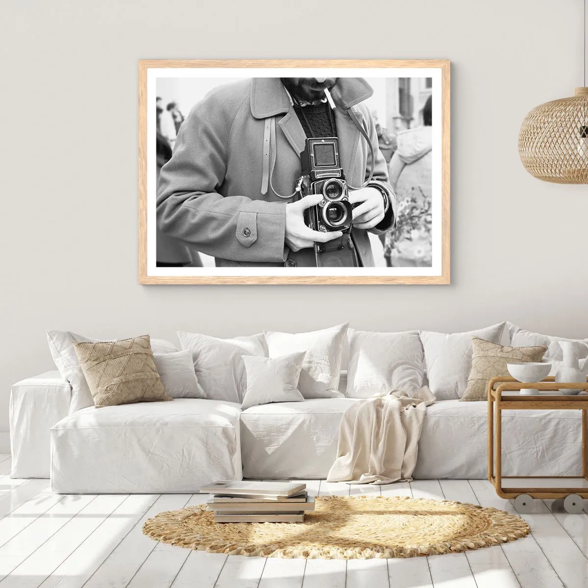 Poszter világos tölgy keretben - Retro stílusban - 100x70 cm