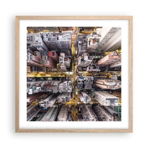 Poszter világos tölgy keretben - Üdvözlet Hongkongból - 50x50 cm