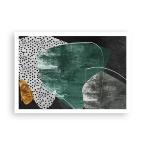 Poszter - Színes absztrakció aranypehellyel - 100x70 cm