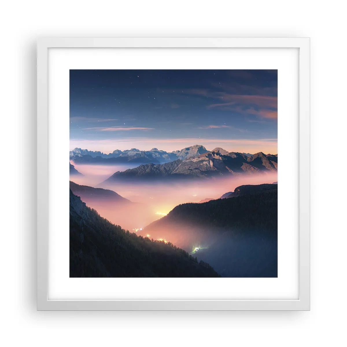 Poszter fekete keretben - Fény a völgyekben - 40x40 cm