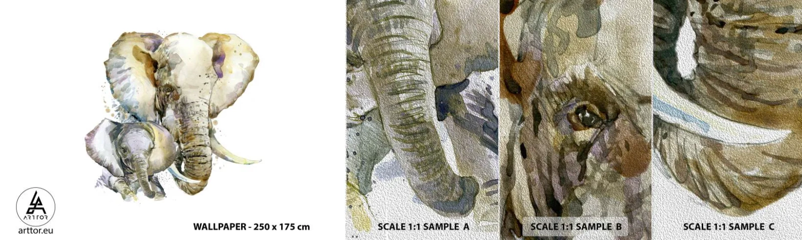 Fotótapéta Minta Premium Sand - Sehol se jobb mint anyánál - Állatok, Elefánt, Grafika - 100x30 cm