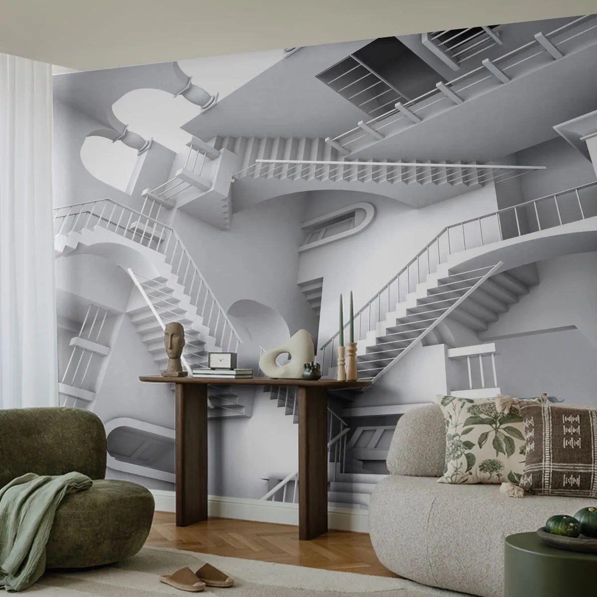 Fotótapéta Standard Eco - A tér paradoxonjai - Absztrakció, 3D, Építészet - 400x280 cm