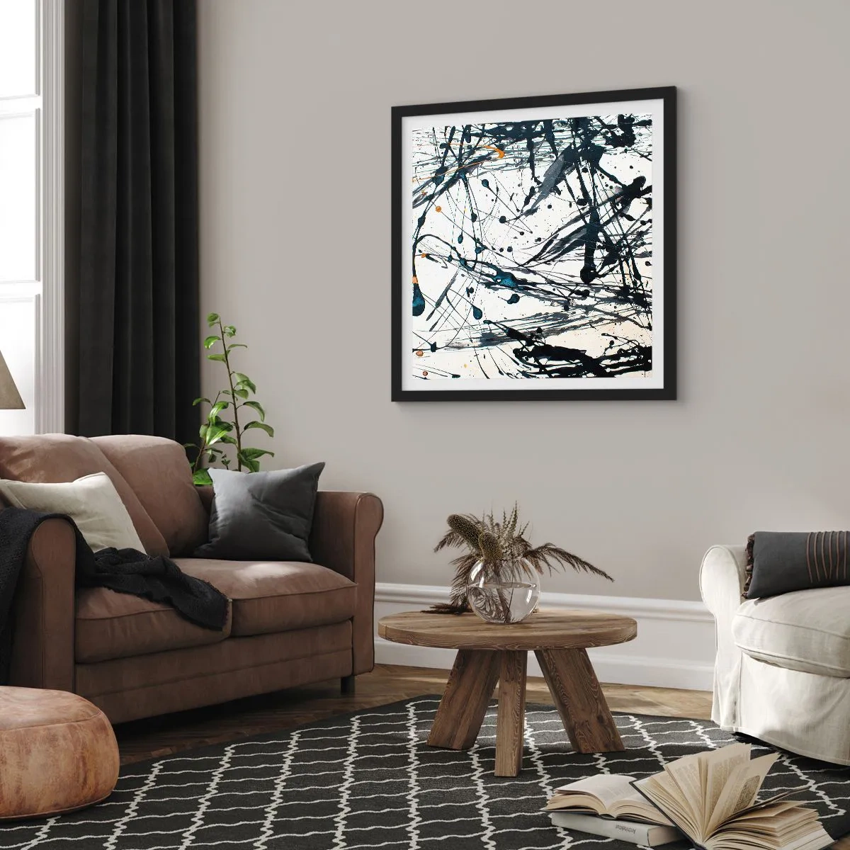 Poszter fehér keretben - Expresszionista absztrakció - 60x60 cm