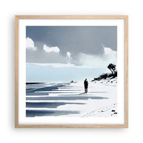 Poszter világos tölgy keretben - Egyedül - 50x50 cm