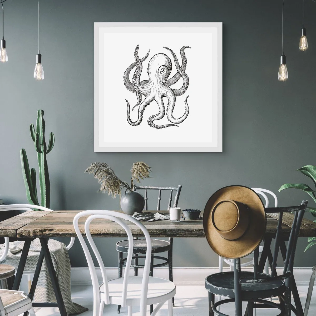 Poszter fekete keretben - Hullámokkal táncoló - 40x40 cm