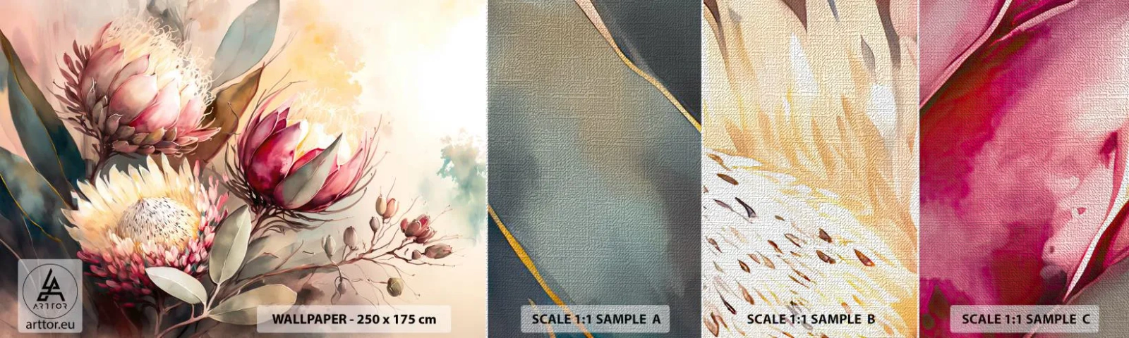 Fotótapéta Minta Premium Canvas - Profilból és en face - Virágok, Art Deco, Növénytan - 100x30 cm