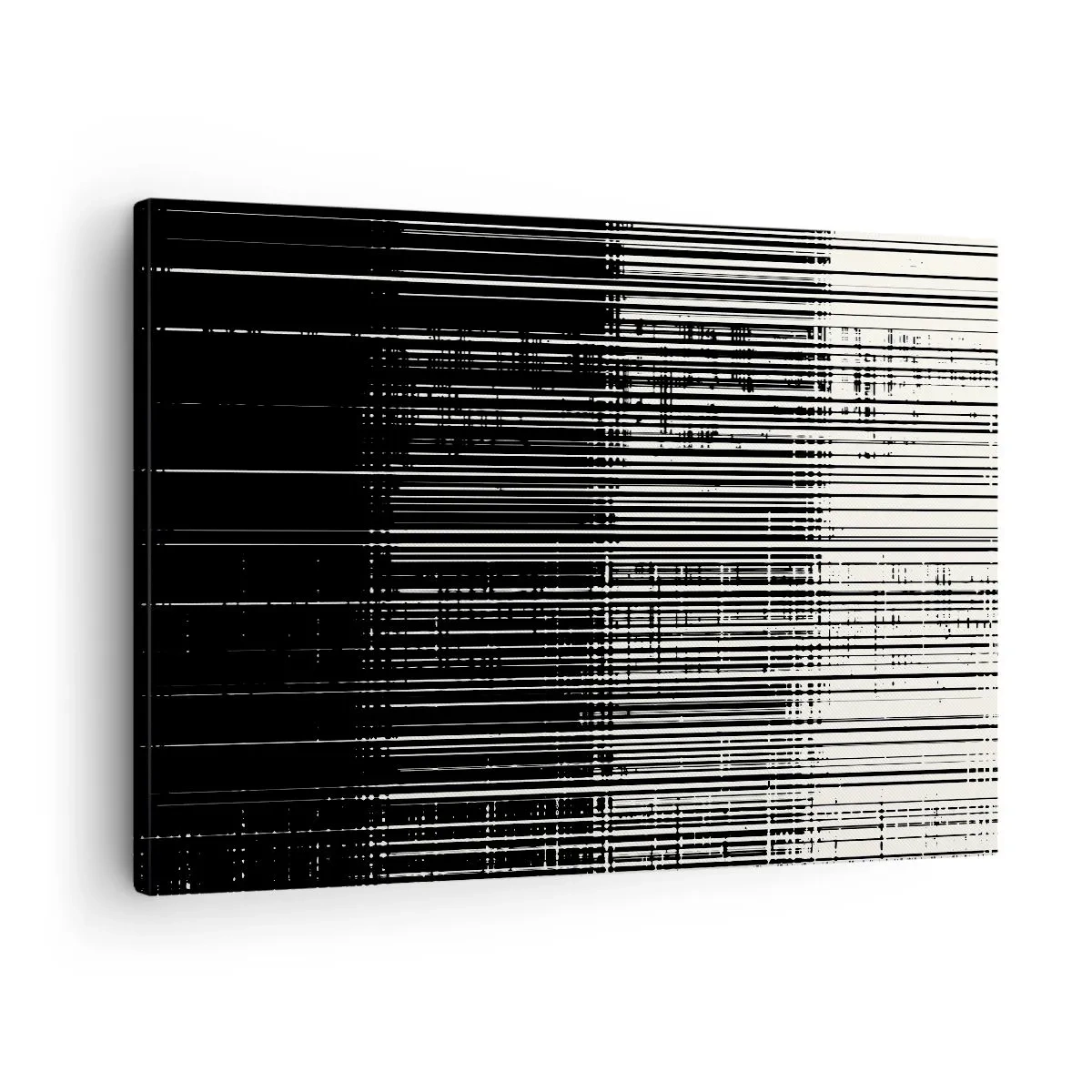 Vászonkép - Kontrasztos fekete-fehér vonalak absztrakt kompozíciója - 70x50cm - Hullámok és rezgések - Modern fali dekoráció nappalihoz és hálószobához ARTTOR