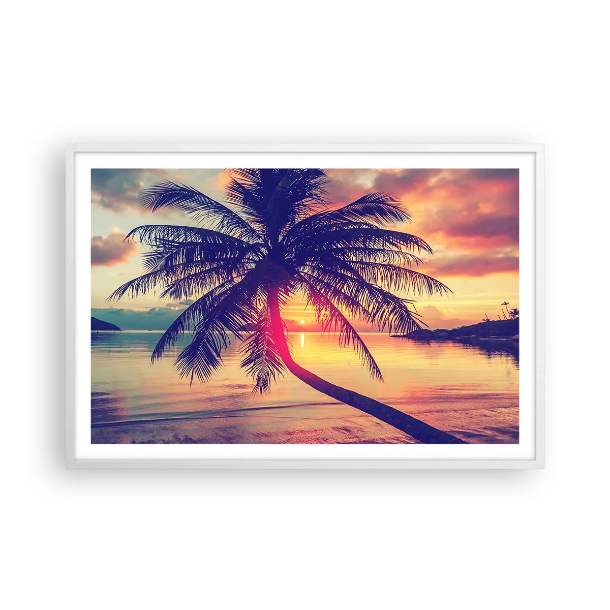 Poszter fekete keretben - Este a pálmafák alatt - 91x61 cm