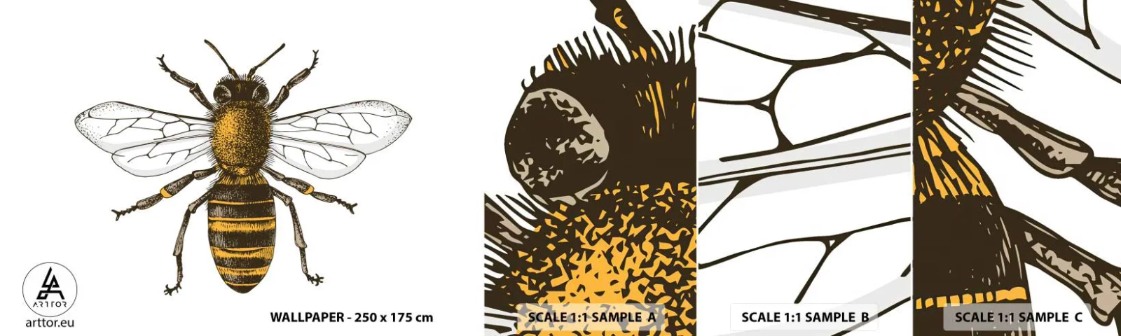 Fotótapéta Minta Öntapadós Deluxe Sticker - Gyönyörű és jó - Méh, Rovar, Természet - 100x30 cm