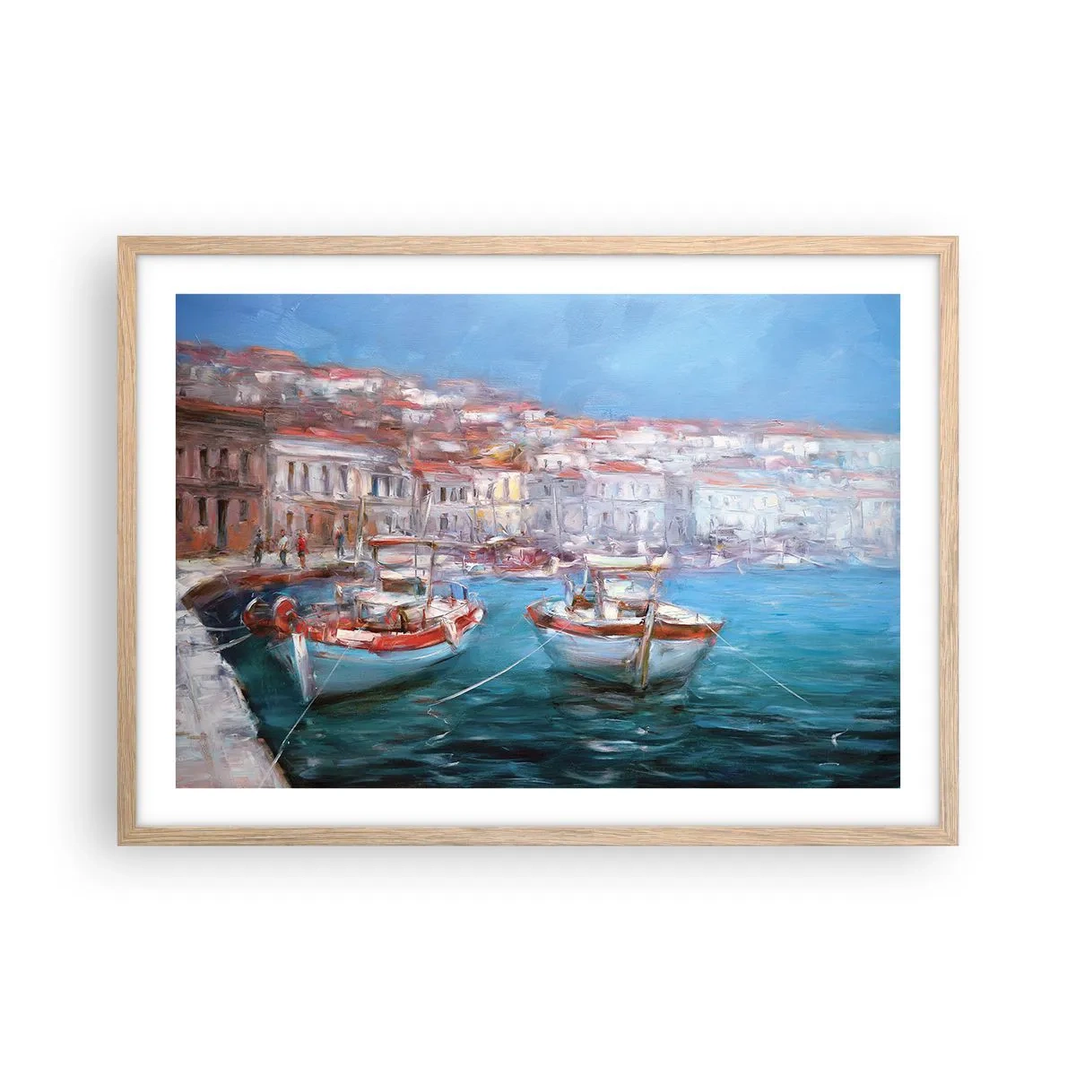 Poszter világos tölgy keretben - Olasz öböl - 70x50 cm