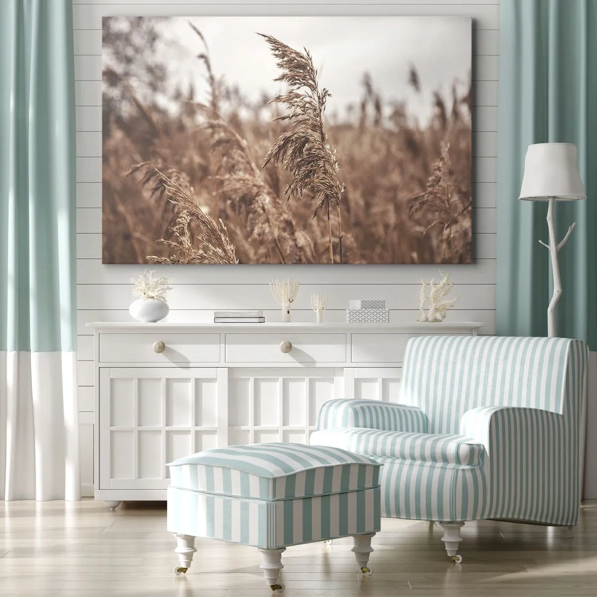 Vászonkép - Aranyló füvek az őszi táj hátterében - 70x50cm - Ősz van már a mezőkön - Modern fali dekoráció nappalihoz és hálószobához ARTTOR