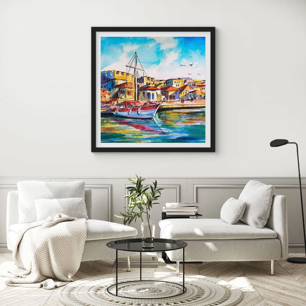 Poszter fehér keretben - Szivárványos délután - 60x60 cm