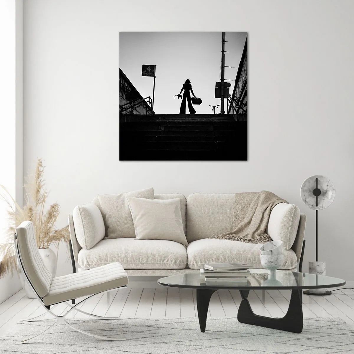 Üveg kép - Városi vándorlás - 70x70 cm