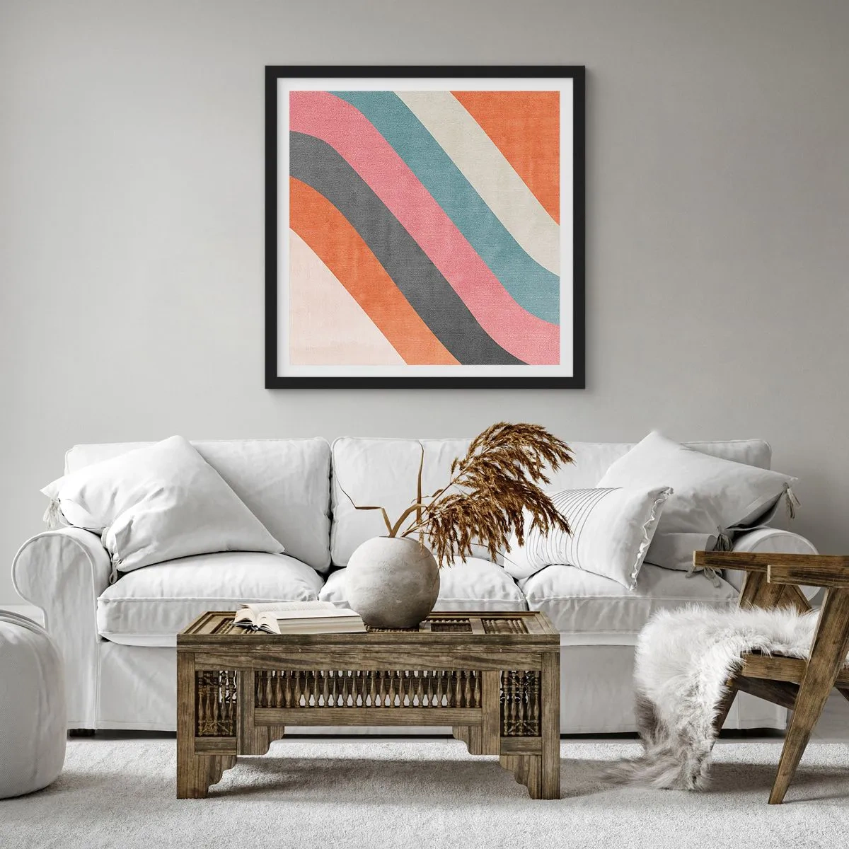 Poszter fehér keretben - Diagonális kompozíció - mozgás - 40x40 cm