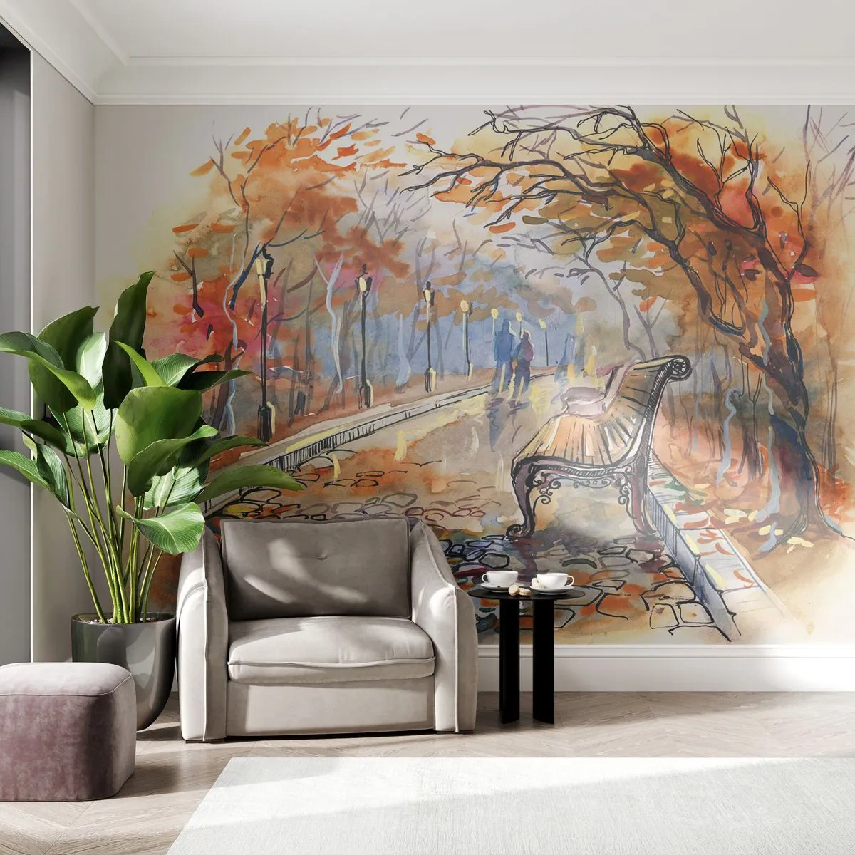 Fotótapéta Premium Sand - Kiránduljunk együtt az őszbe - Tájkép, Park, Ősz - 350x256 cm